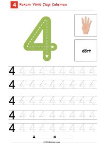 4 Rakamı Yönlü Çizgi Çalışması