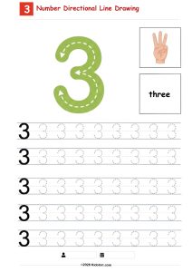 Number 3 Directional Tracing Worksheet