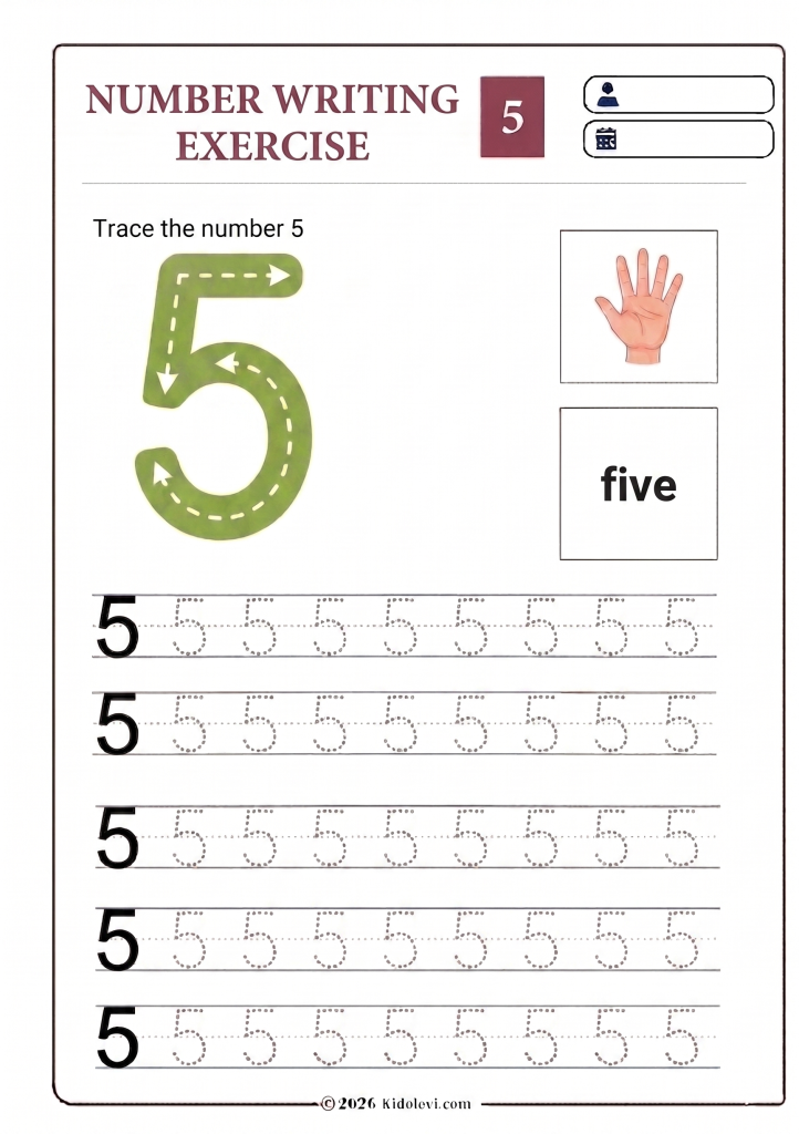 Number 5 Worksheet