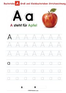 Buchstabe A – Große und kleine Buchstaben Nachspurübung