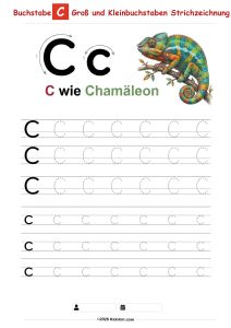 Buchstabe C – Große und kleine Buchstaben Nachspurübung