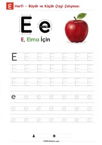 E – Büyük ve Küçük Harf Çizgi Çalışması
