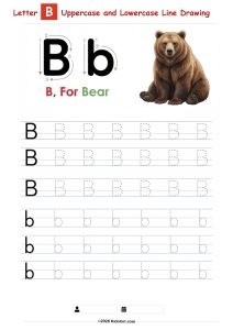 Letter B – Uppercase and Lowercase Tracing Worksheet