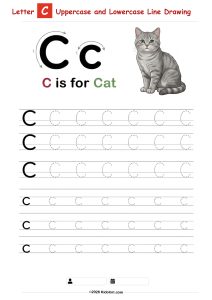 Letter C – Uppercase and Lowercase Tracing Worksheet
