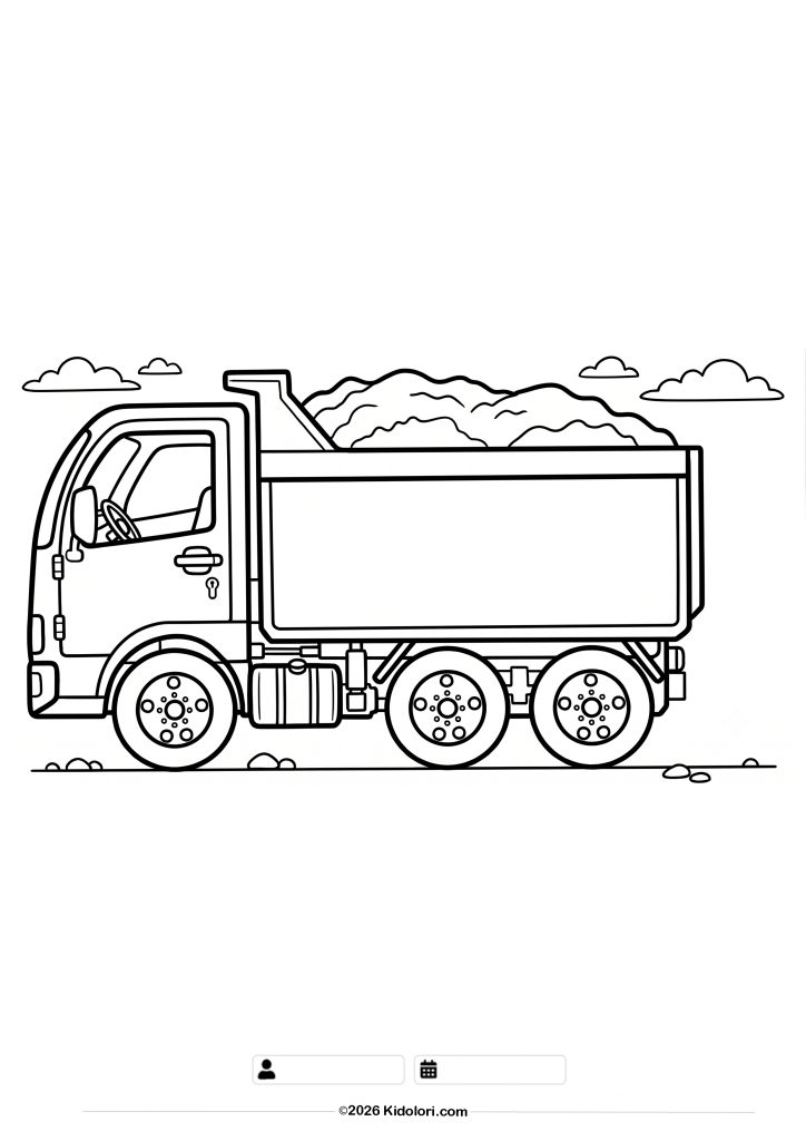 Cute Dump Truck Coloring Page