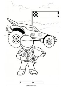 Champion Race Car and Driver Coloring Page
