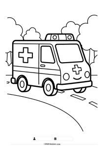 Happy Ambulance Coloring Page