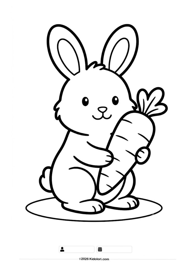 Cute Bunny Holding a Carrot Coloring Page