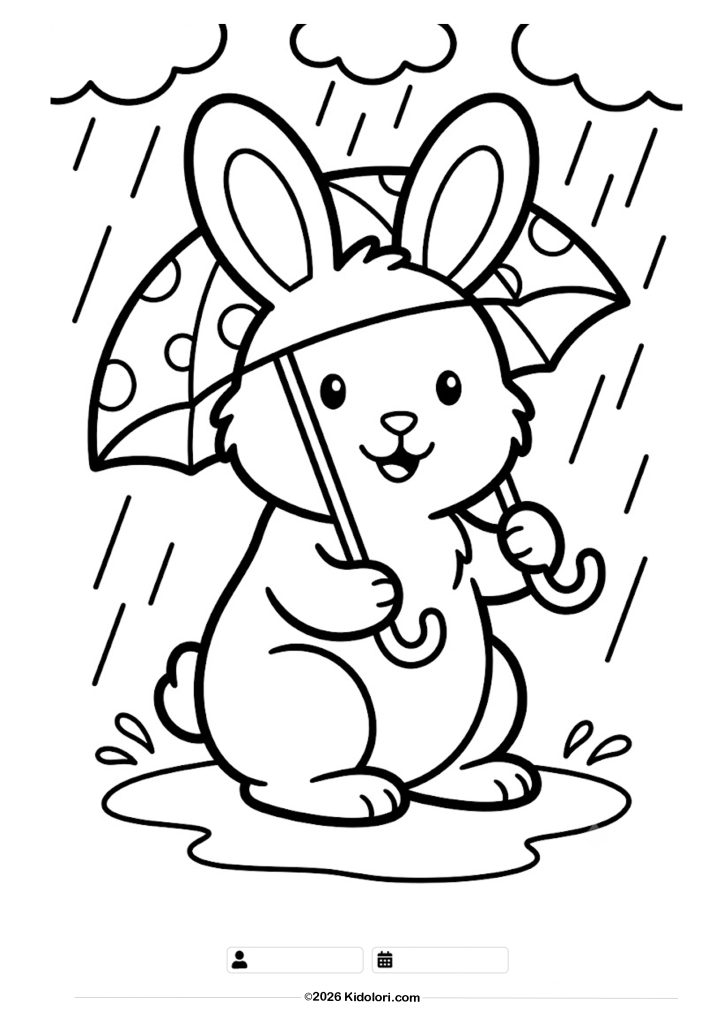Cute Bunny with Umbrella Coloring Page