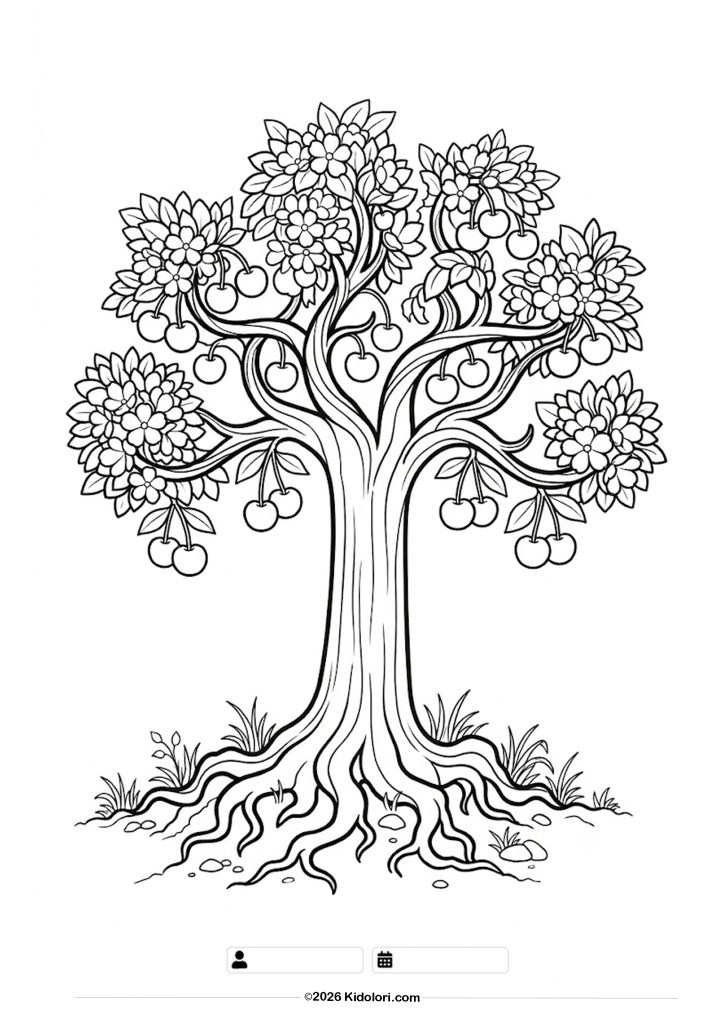 Cherry Tree Coloring Page