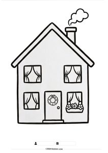 Cozy House with a Chimney Coloring Page