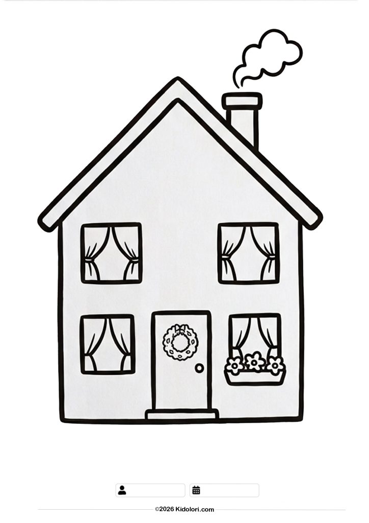 Cozy House with a Chimney Coloring Page