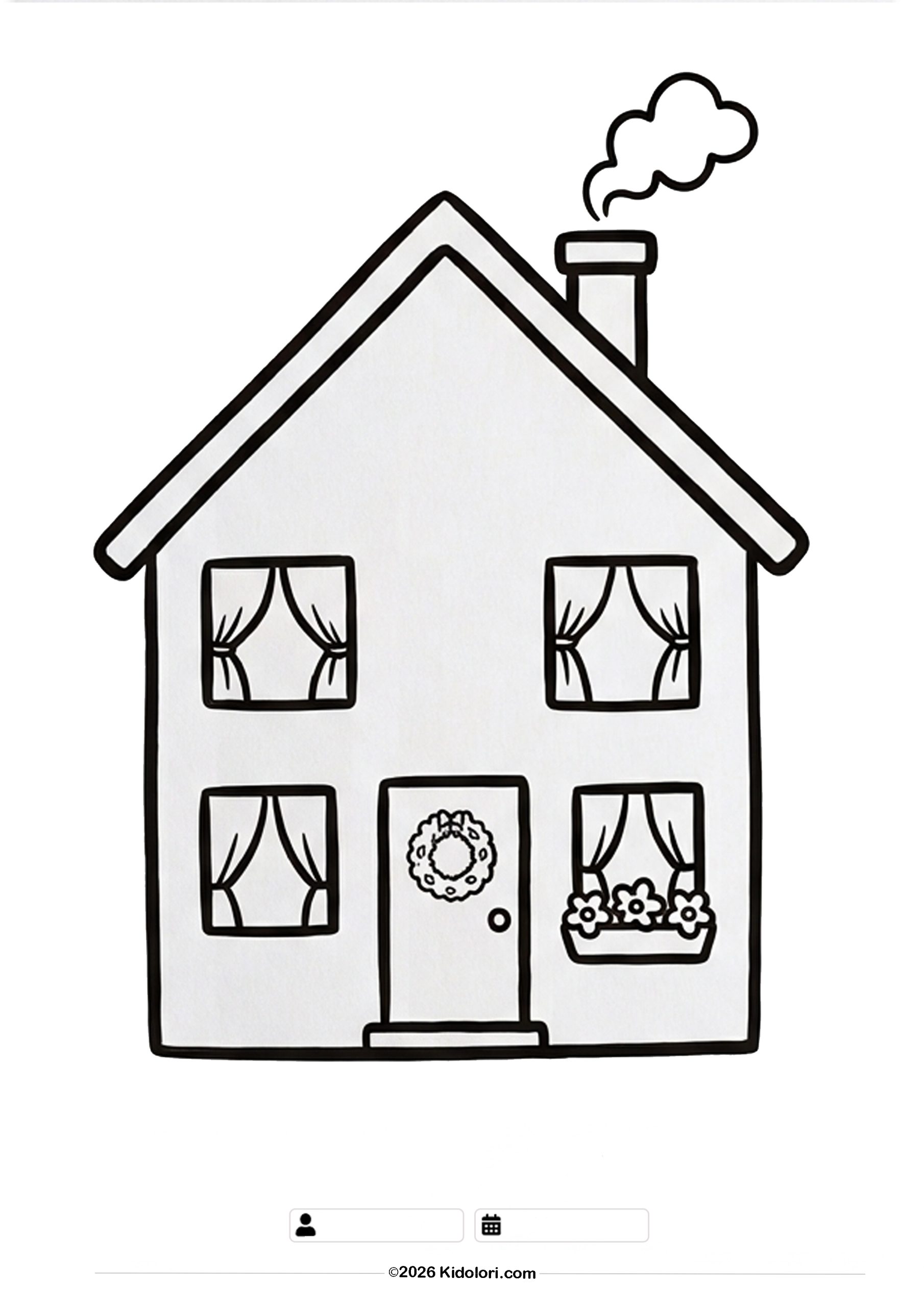 Cozy House with a Chimney Coloring Page