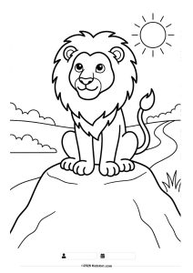 Lion on a Hill Coloring Page