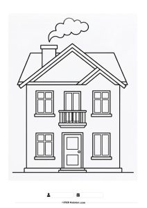 Modern Villa with a Balcony Coloring Page