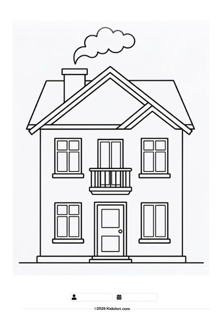Modern Villa with a Balcony Coloring Page