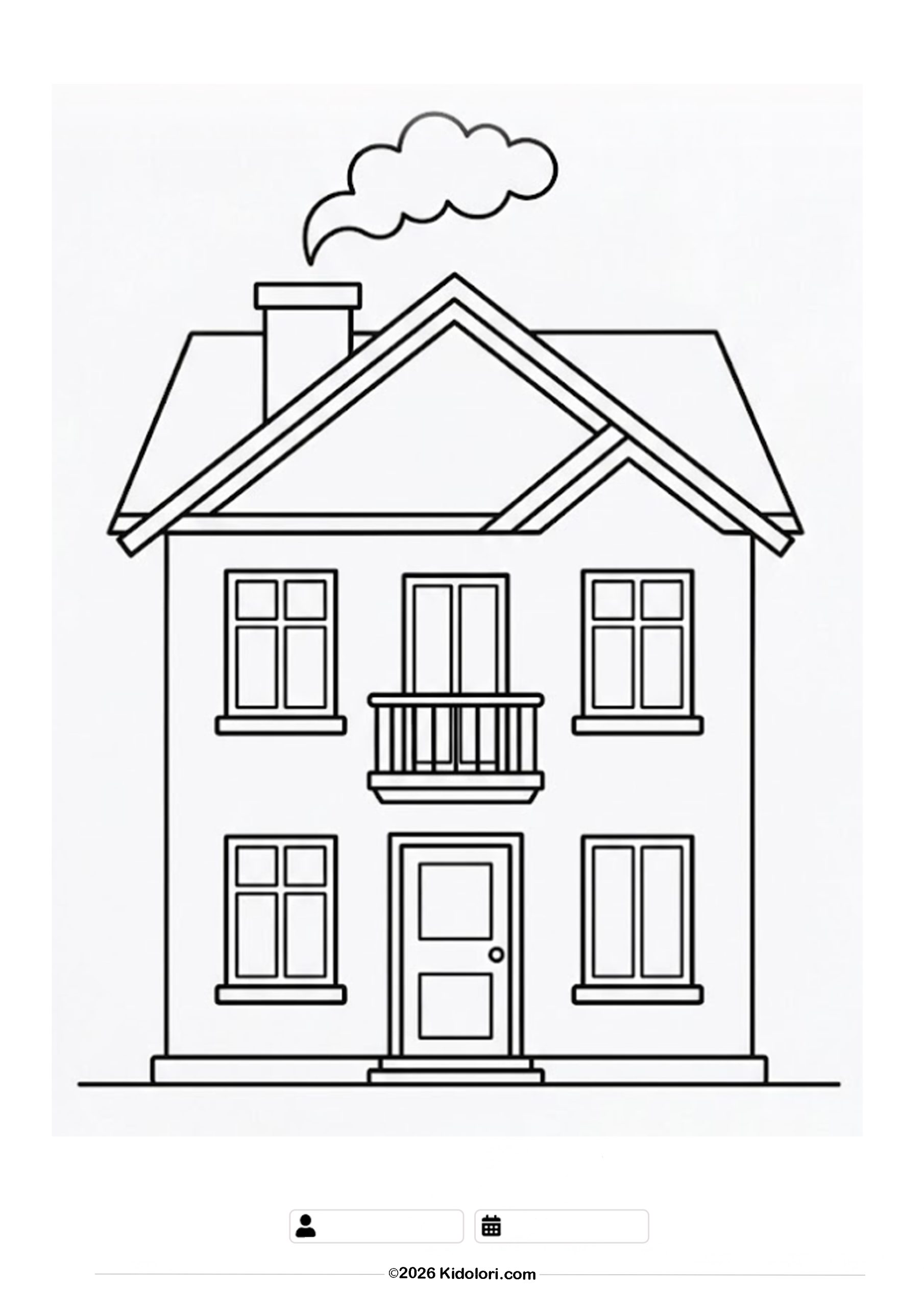 Modern Villa with a Balcony Coloring Page