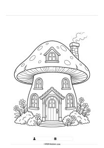 Fairytale Mushroom House Coloring Page