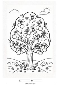 Cute Orange Tree Coloring Page