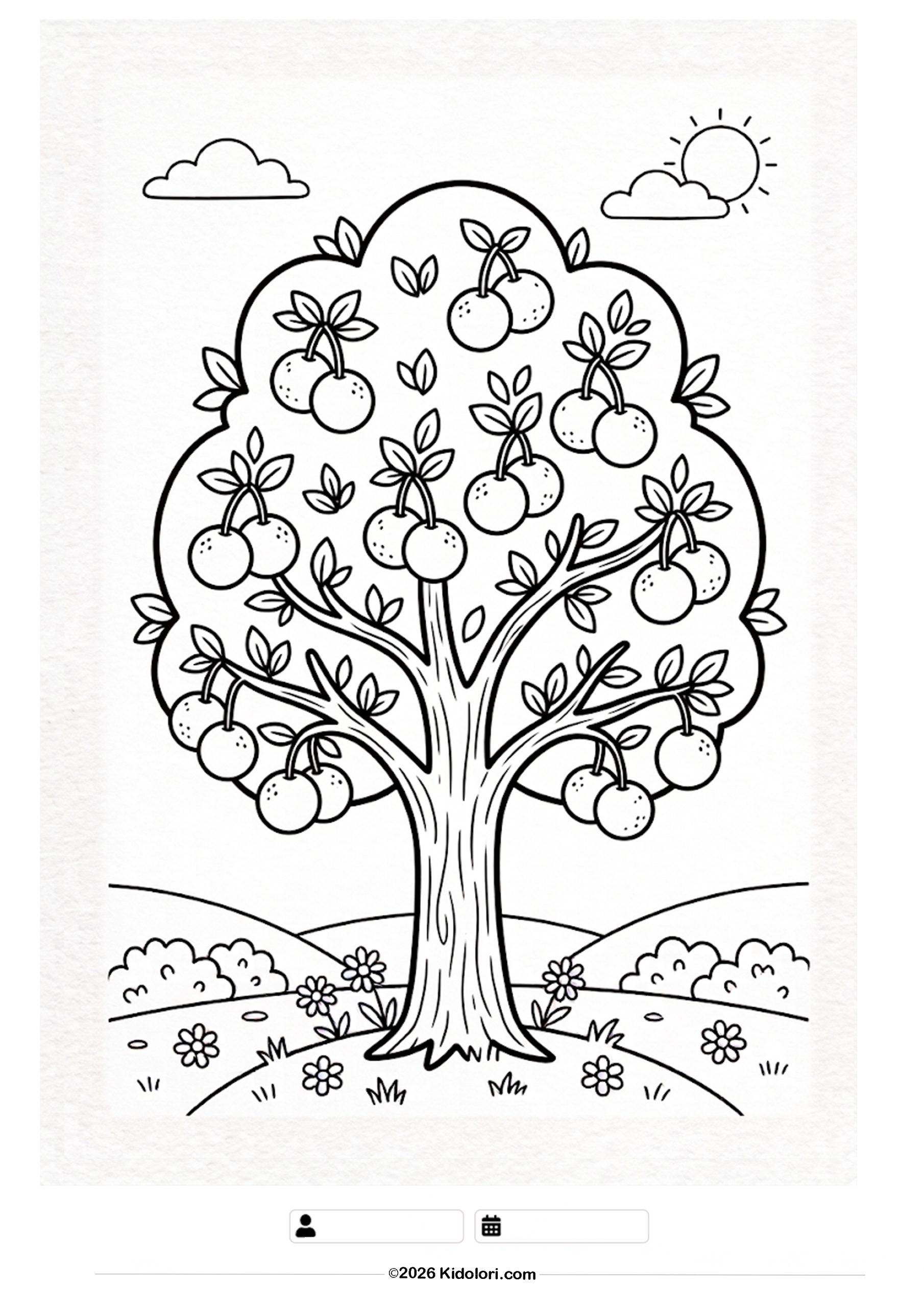 Cute Orange Tree Coloring Page