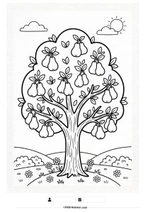 Cute Pear Tree Coloring Page