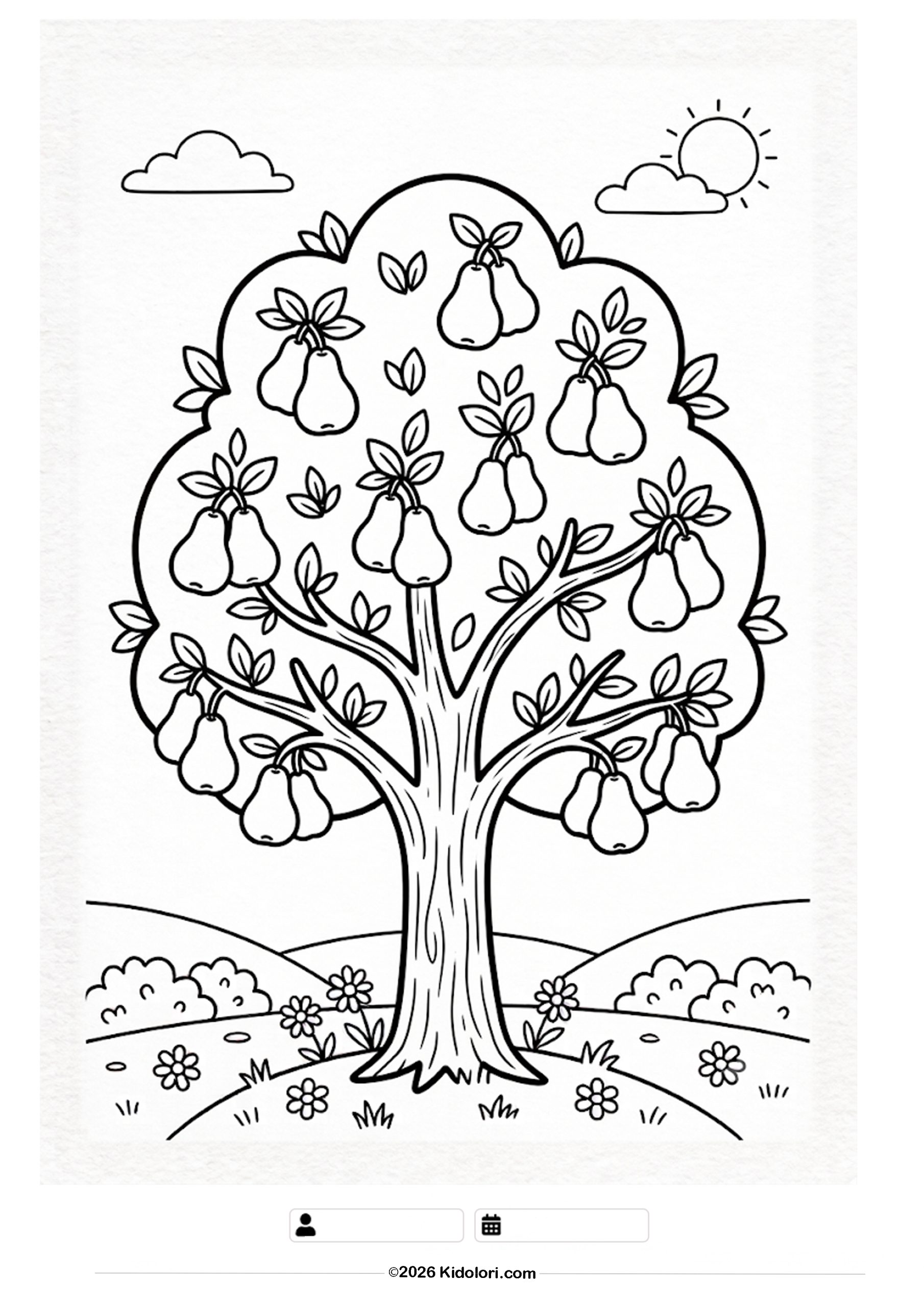 Cute Pear Tree Coloring Page
