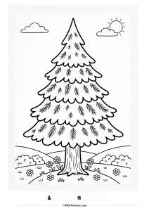 Cute Pine Tree Coloring Page