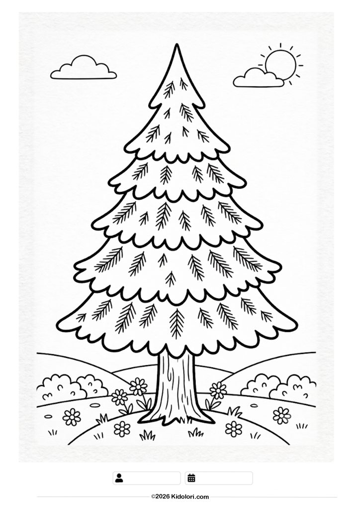 Cute Pine Tree Coloring Page
