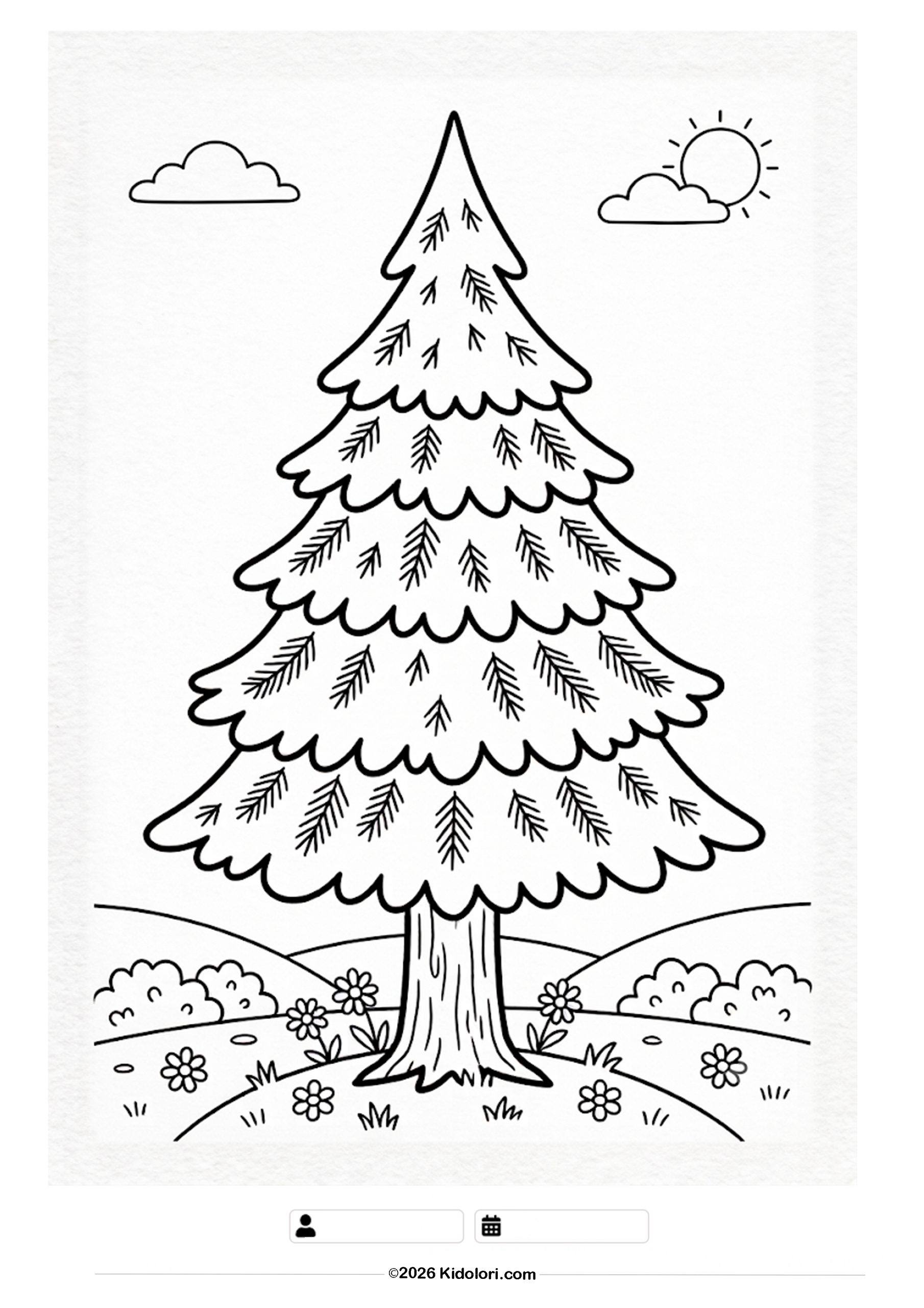 Cute Pine Tree Coloring Page