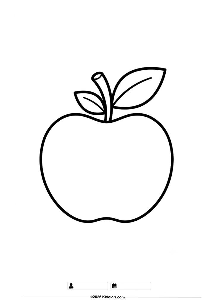 Simple Apple with Leaves Coloring Page