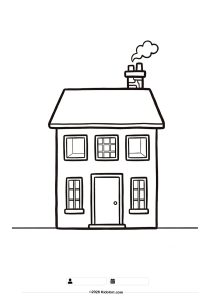 Simple Two-Story House Coloring Page
