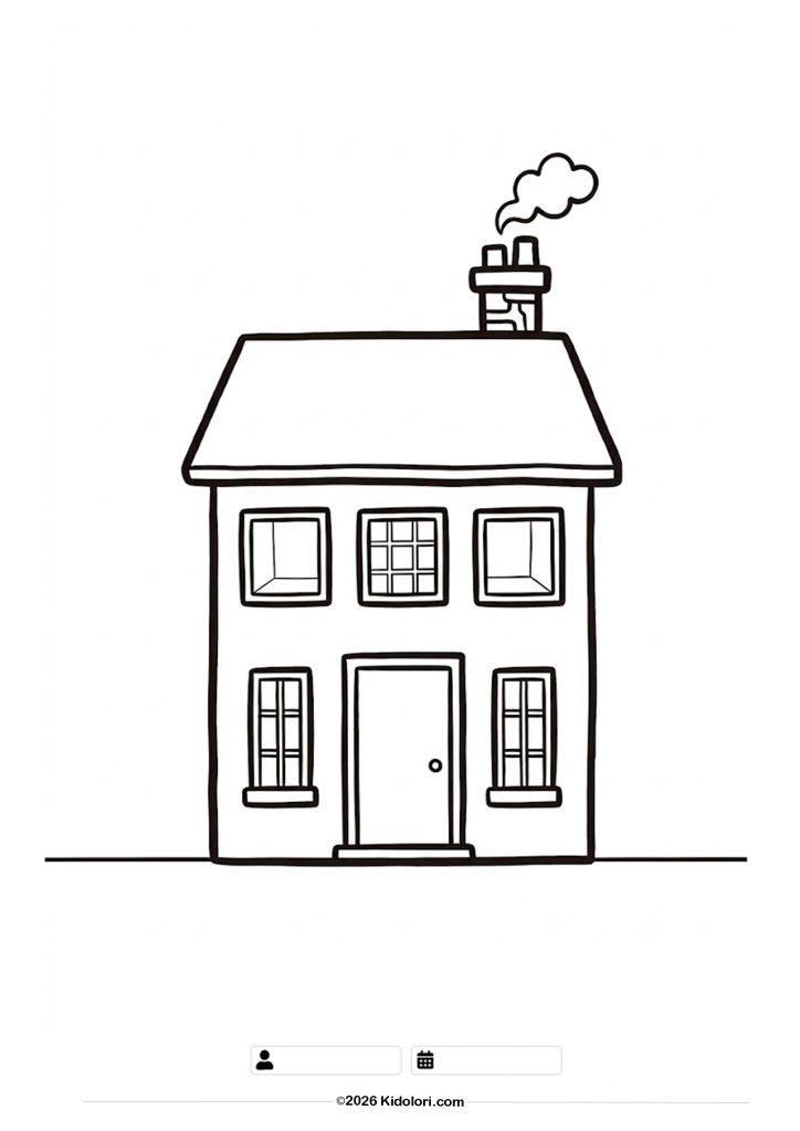 Simple Two-Story House Coloring Page