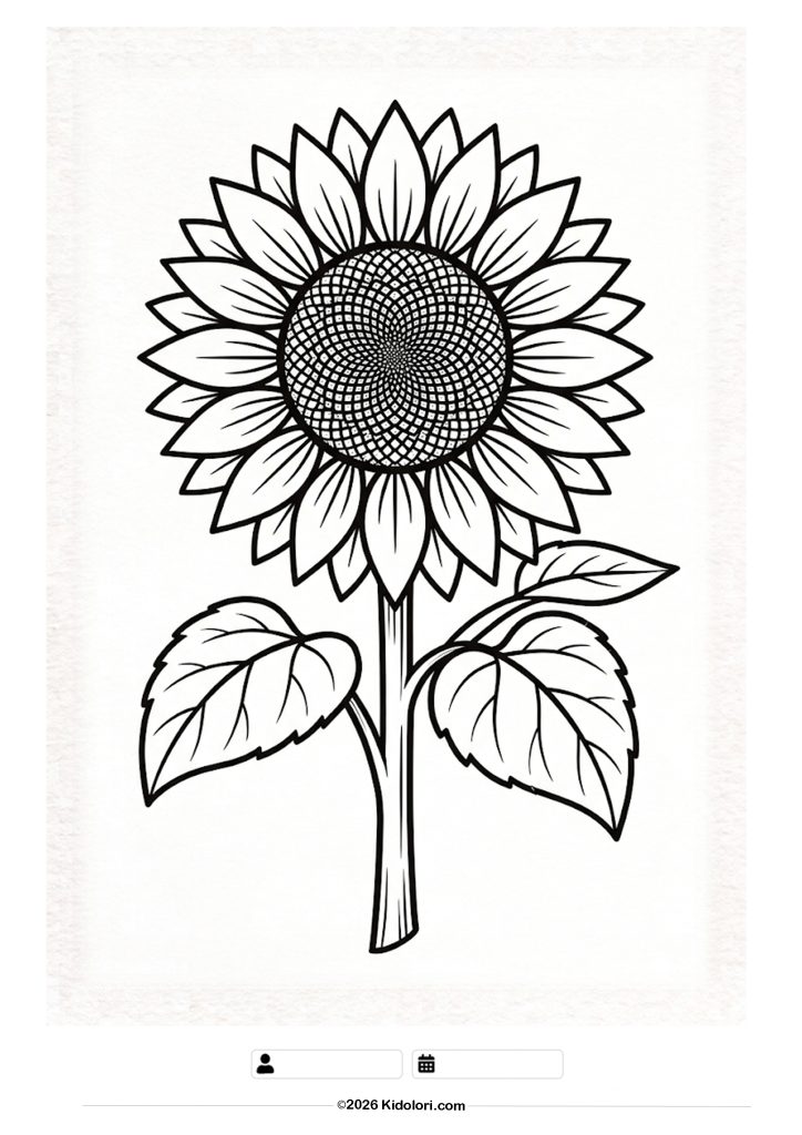 Cute Sunflower Coloring Page