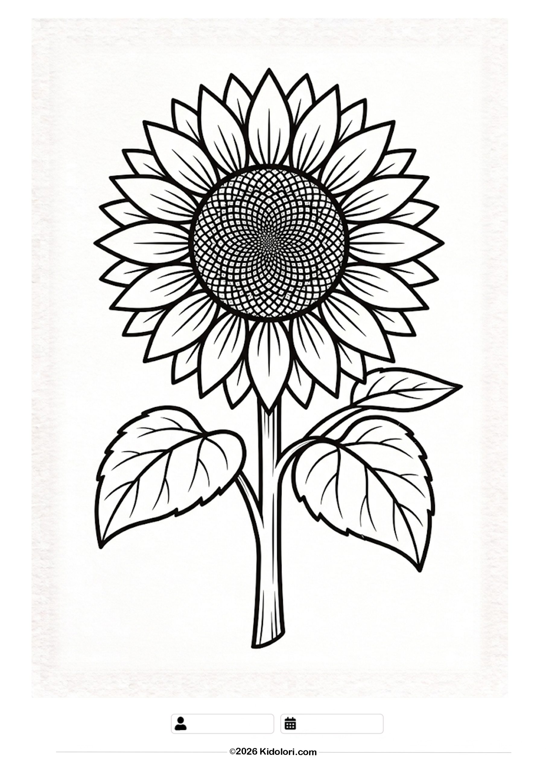 Cute Sunflower Coloring Page