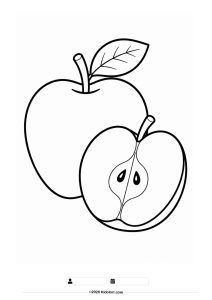 Whole and Half Apple Coloring Page