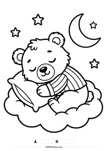 Sleeping Cute Bear Coloring Page