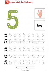 5 Rakamı Yönlü Çizgi Çalışması