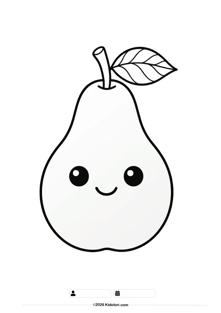 Cute Smiling Pear Character Coloring Page