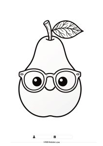 Smart Pear Wearing Glasses Coloring Page