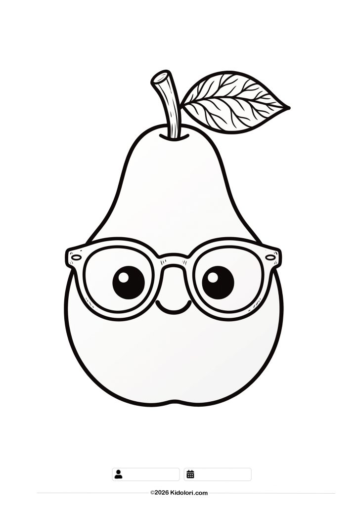 Smart Pear Wearing Glasses Coloring Page
