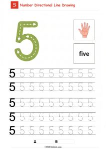 Number 5 Directional Tracing Worksheet