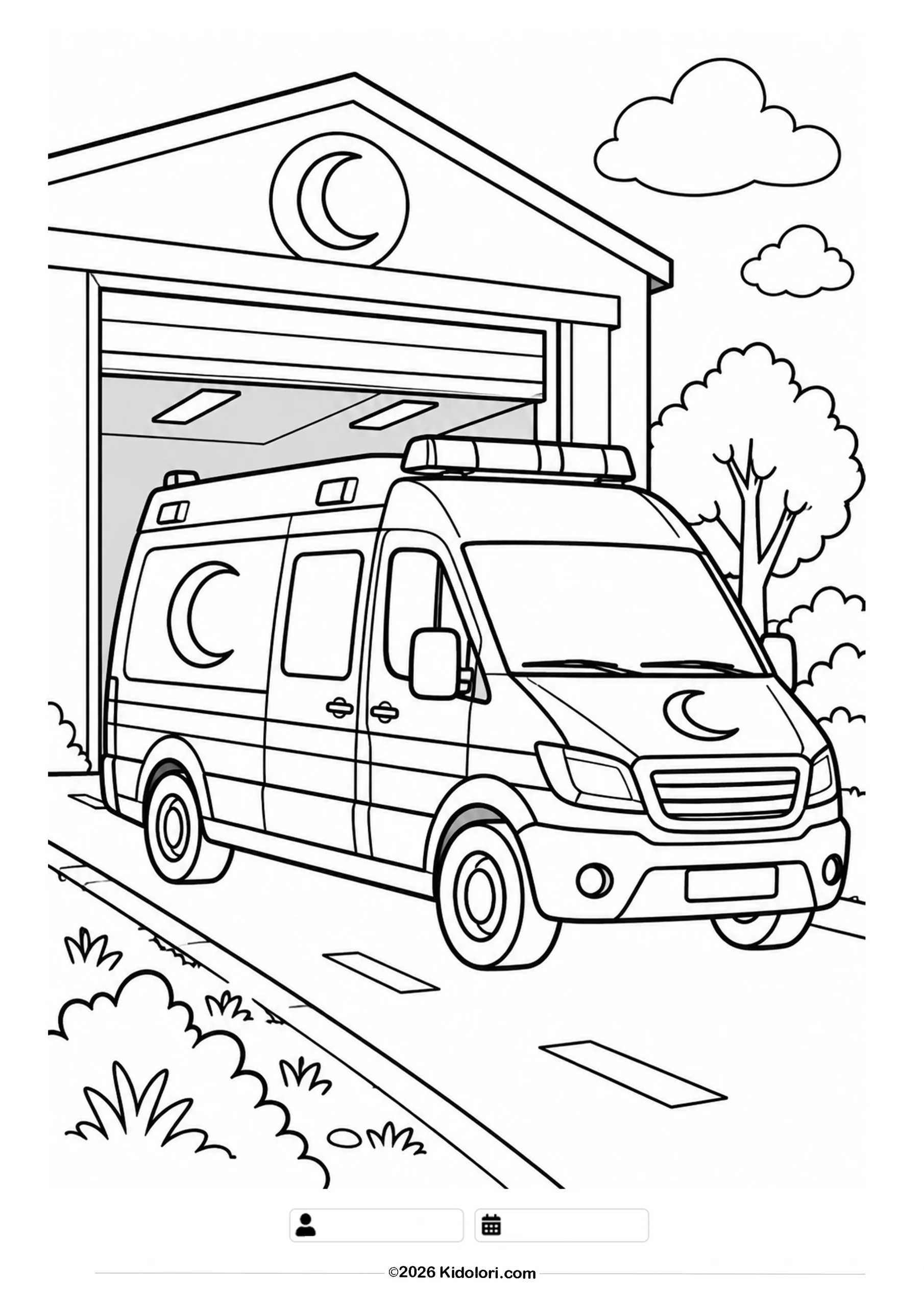 Ambulance Leaving the Station Coloring Page