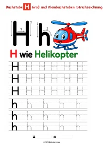Buchstabe H – Groß- und Kleinbuchstaben nachspuren