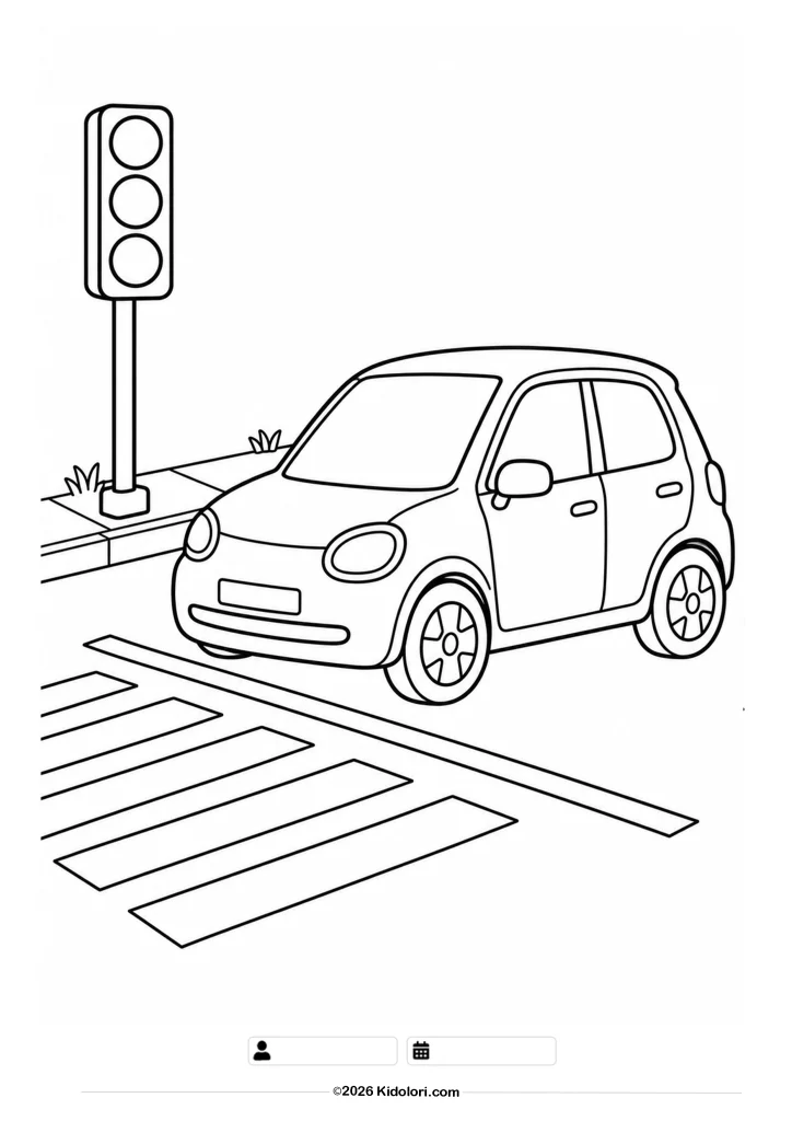 Auto am Zebrastreifen – Ausmalbild