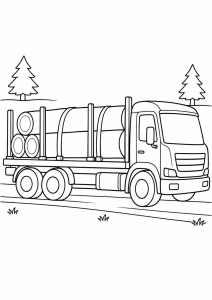 Logging Truck on a Forest Road Coloring Page