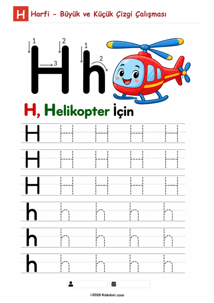 H Harfi – Büyük ve Küçük Çizgi Çalışması