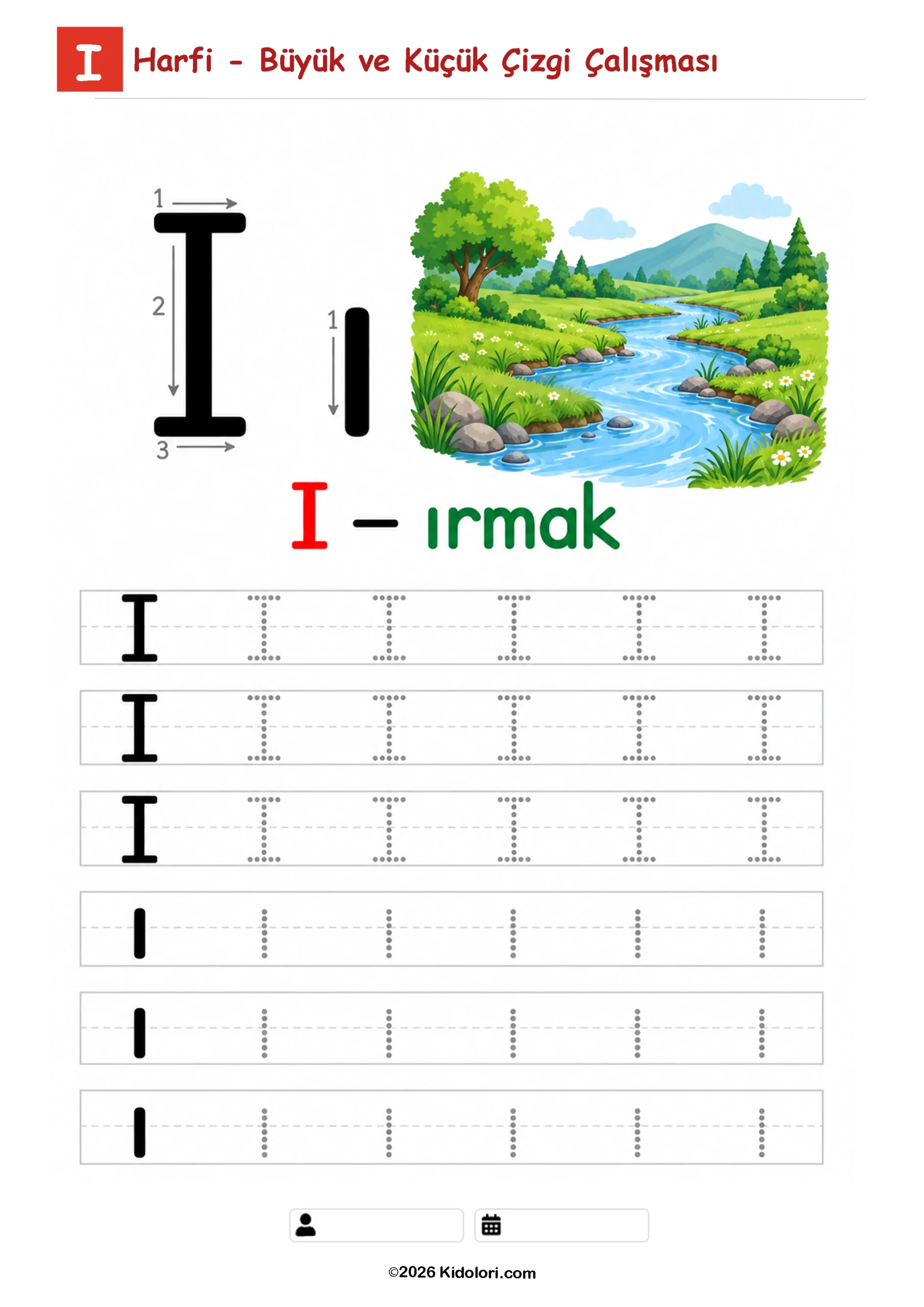 I Harfi – Büyük ve Küçük Çizgi Çalışması