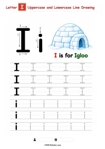 Letter I – Uppercase and Lowercase Tracing Worksheet