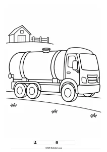 Milchtankwagen auf dem Bauernhofweg – Ausmalbild