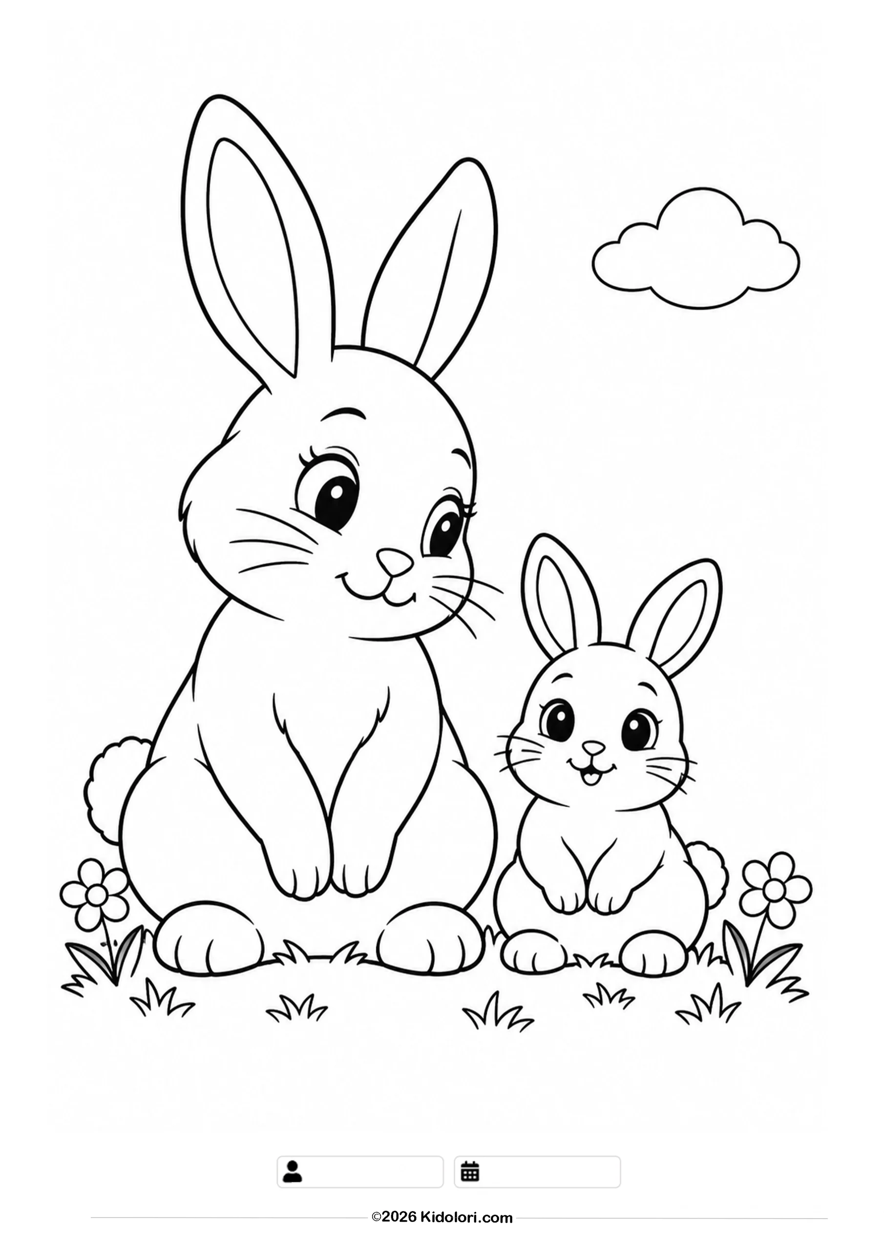 Kaninchenmama mit Baby Ausmalbild
